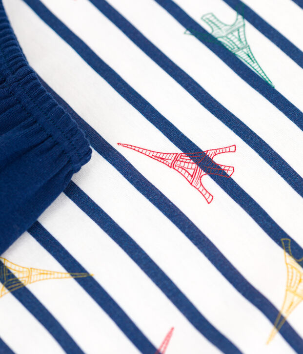 Pijama infantil corto de algod&oacute;n con estampado de Par&iacute;s azul/multicolor