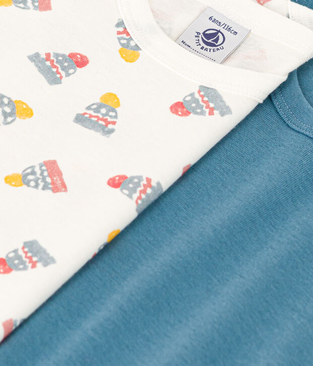 Juego de 2 camisetas de manga larga de algod&oacute;n gorro para ni&ntilde;o multicolor