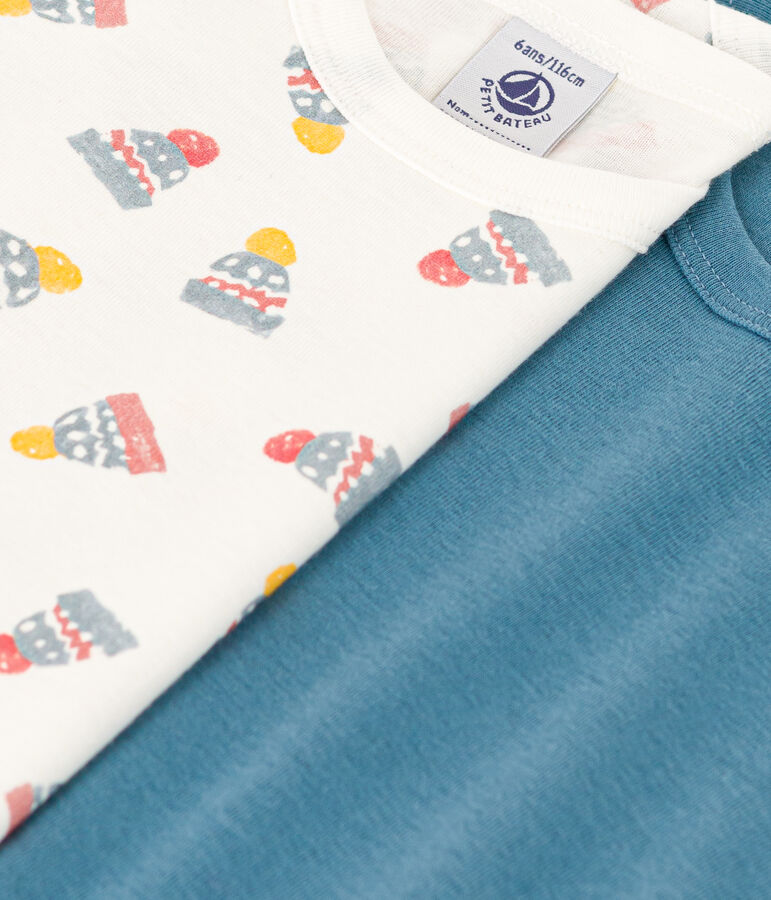 Juego de 2 camisetas de manga larga de algod&oacute;n gorro para ni&ntilde;o multicolor