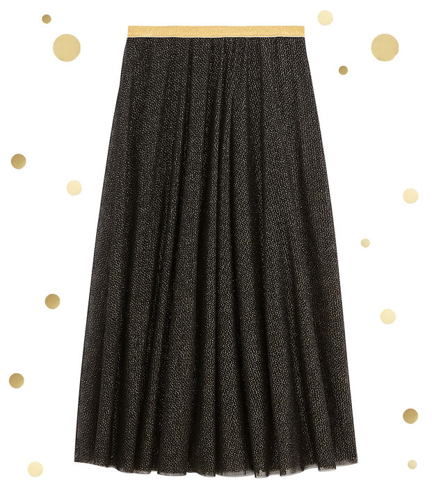 Falda para mujer en tul negro/amarillo
