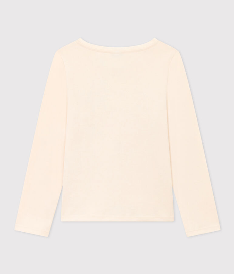 Camiseta de algod&oacute;n de manga larga de ni&ntilde;a crudo/azul