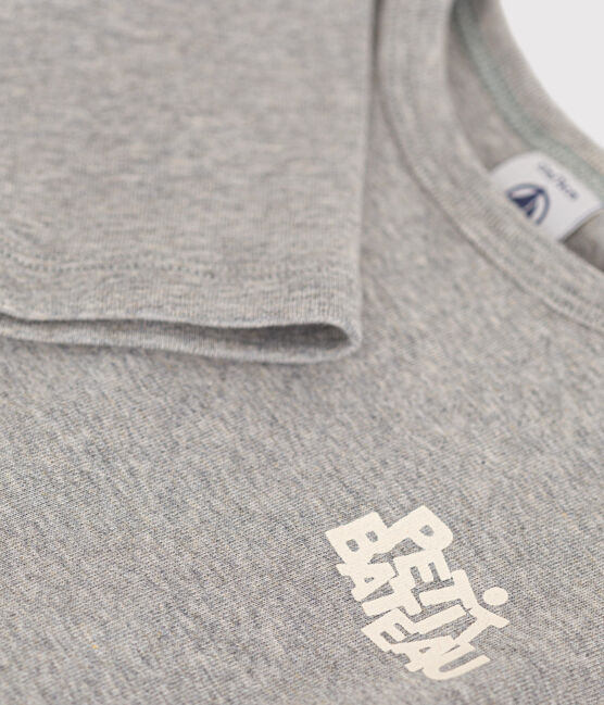 Camiseta de algodón de manga larga para bebé gris CHATON CHINE