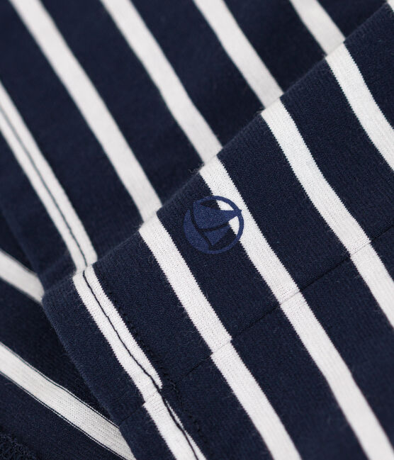 Camiseta LA RECTA de algodón con cuello redondo para mujer azul SMOKING/blanco MARSHMALLOW