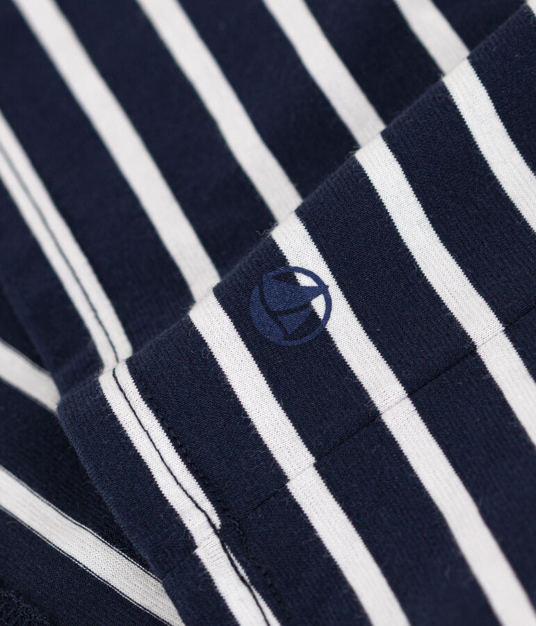 Camiseta LA RECTA de algod&oacute;n con cuello redondo para mujer azul/blanco