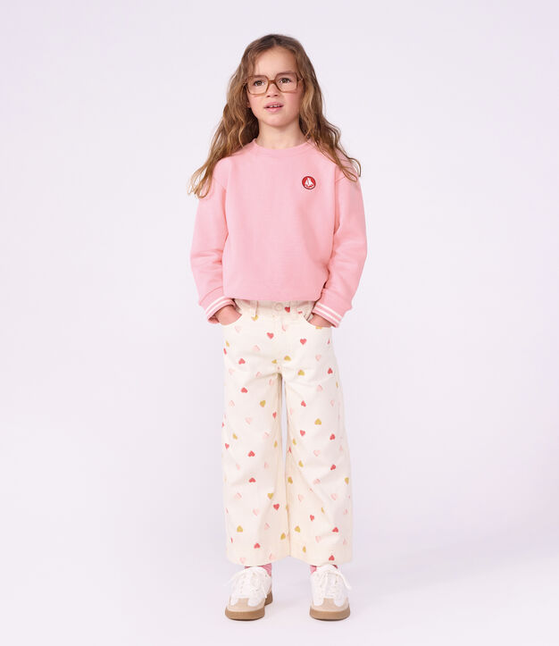 Sudadera infantil lisa de algod&oacute;n rosa