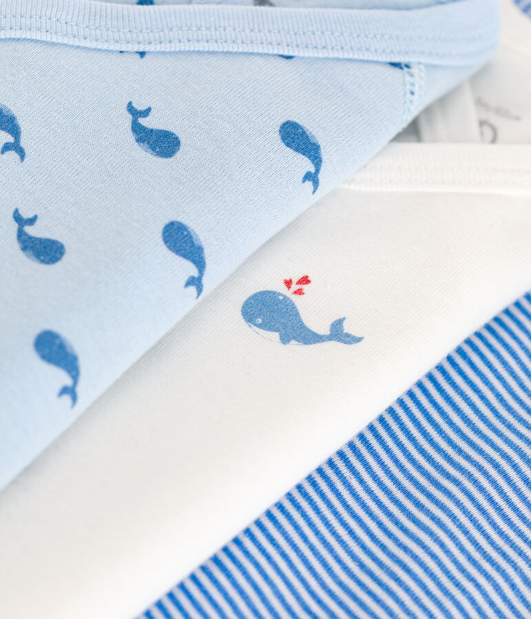 Juego de 3 bodis cruzados y estampados de manga corta de algod&oacute;n para beb&eacute; multicolor