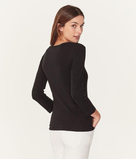 Camiseta manga 3/4 para mujer negro NOIR