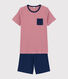 Pijama corto de rayas rojas de canalé unisex