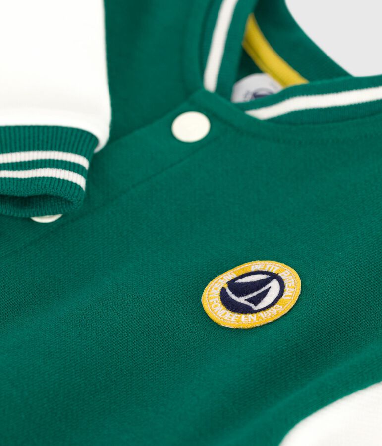 Chaqueta teddy de algod&oacute;n bicolor verde/crudo