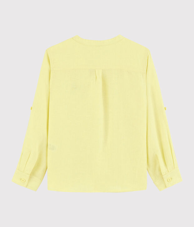 Camisa de mangas remangables de lino de ni&ntilde;o amarillo