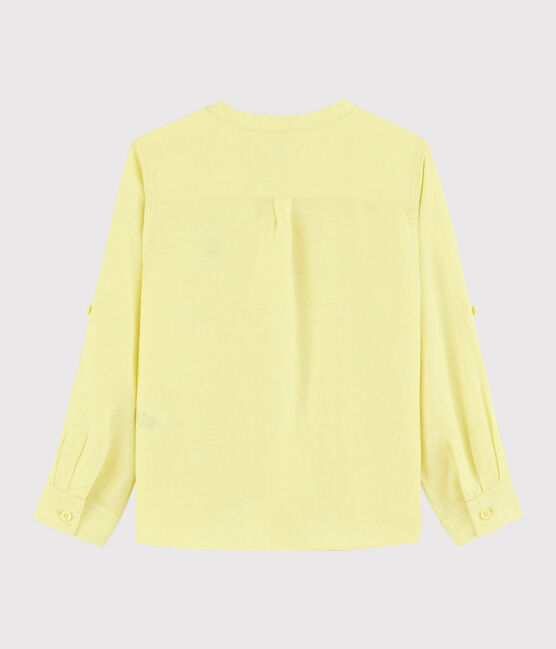 Camisa de mangas remangables de lino de niño amarillo CITRONEL