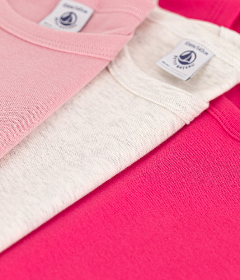 Juego de 3 camisetas de manga corta de algod&oacute;n para ni&ntilde;a multicolor