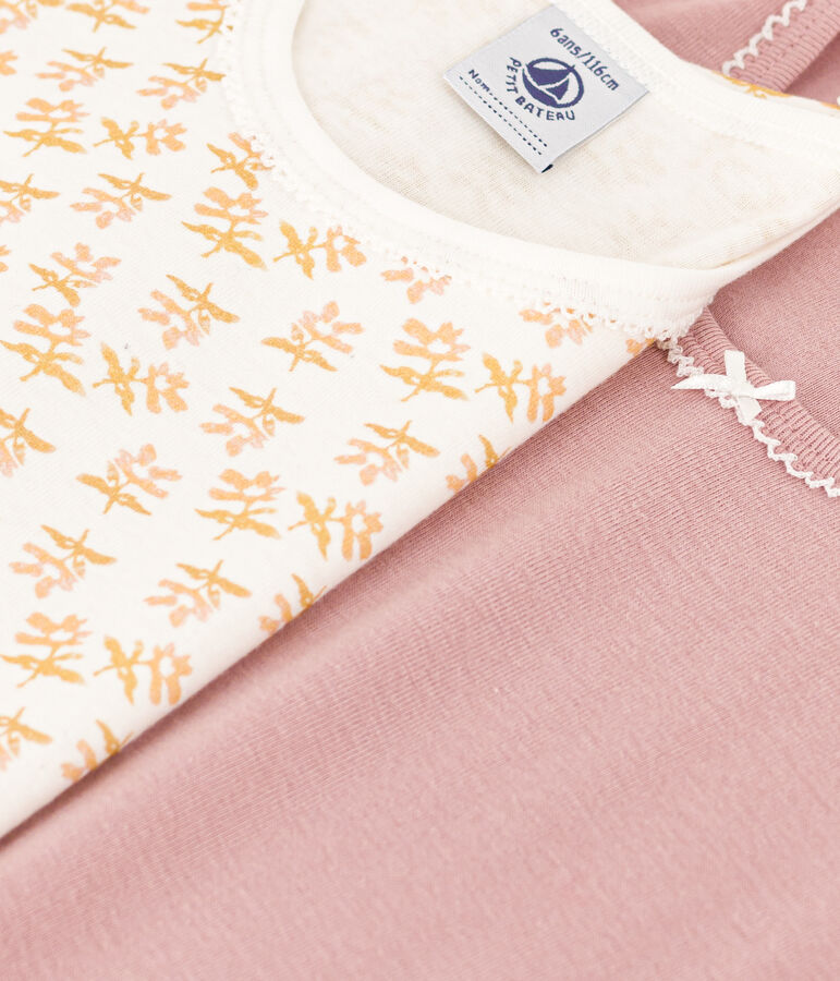 Juego de 2 camisetas de algod&oacute;n de manga corta con flor para ni&ntilde;a multicolor