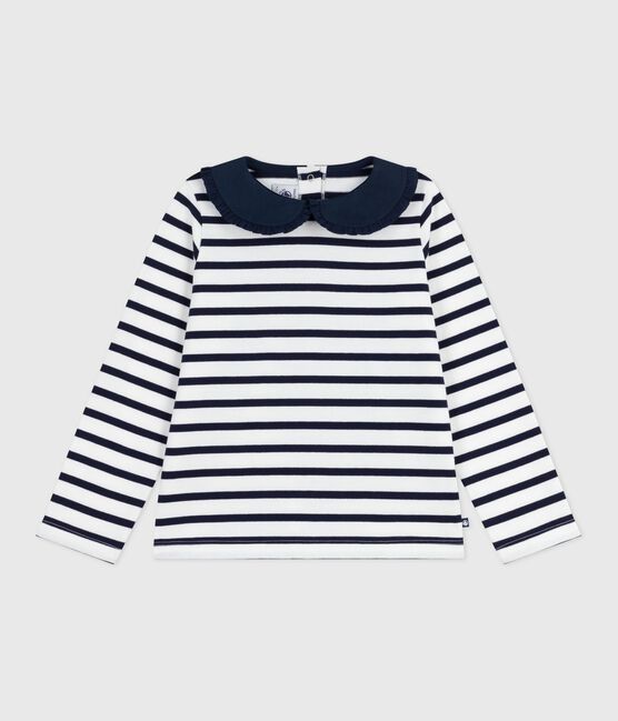 Marinera infantil de algodón blanco MARSHMALLOW/azul SMOKING