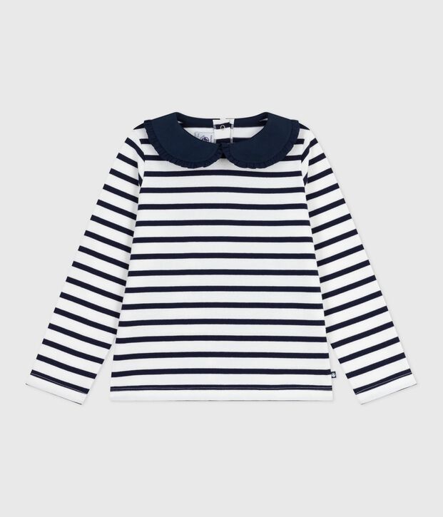 Marinera infantil de algod&oacute;n blanco/azul