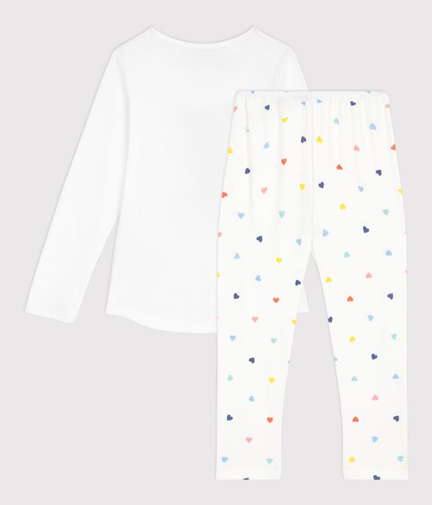Pijama infantil de algod&oacute;n con estampado de gato blanco/multicolor