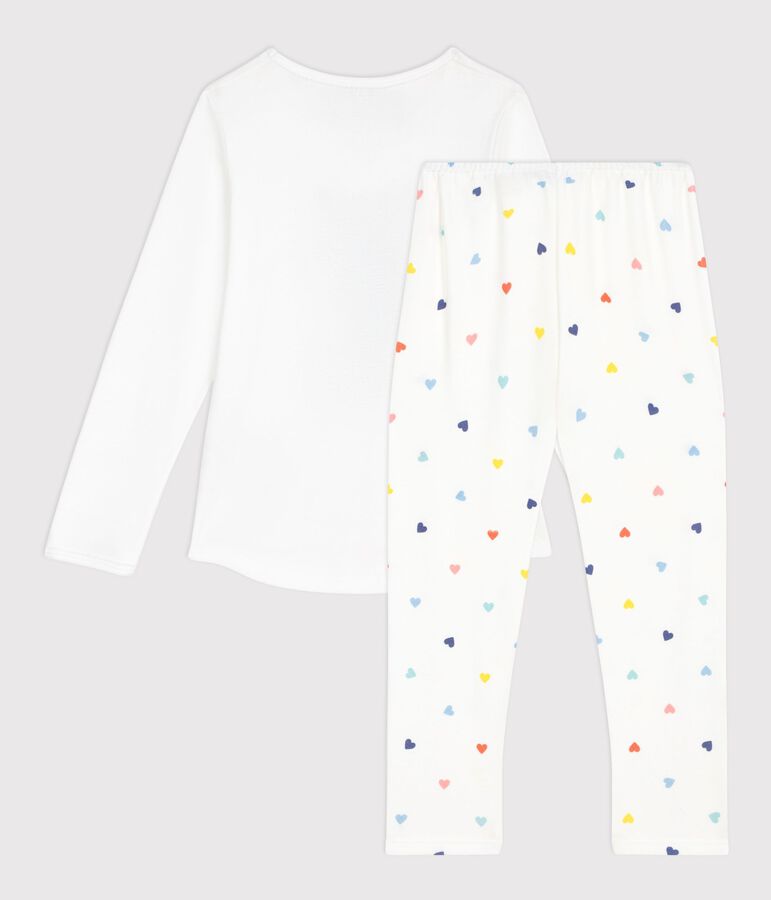 Pijama infantil de algod&oacute;n con estampado de gato blanco/multicolor