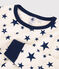 Pijama con estrellas de algodón orgánico infantil unisex blanco MARSHMALLOW/azul MEDIEVAL