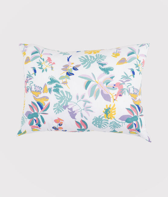 Cojín con estampado de jungla de popelina blanco MARSHMALLOW/blanco MULTICO