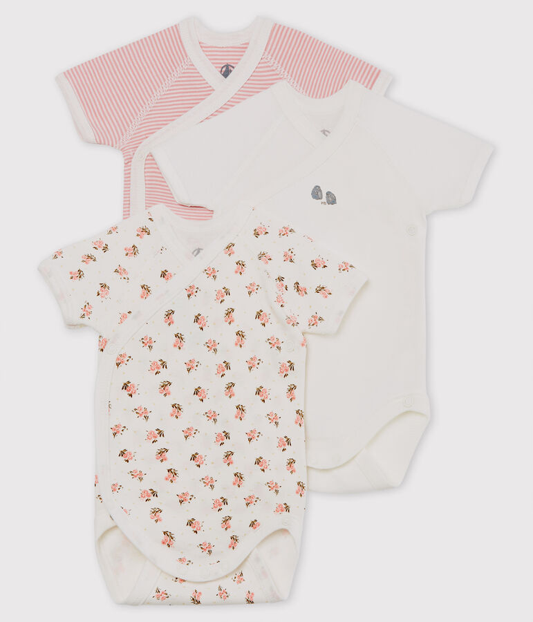 Tres bodis de nacimiento de manga corta para beb&eacute; multicolor