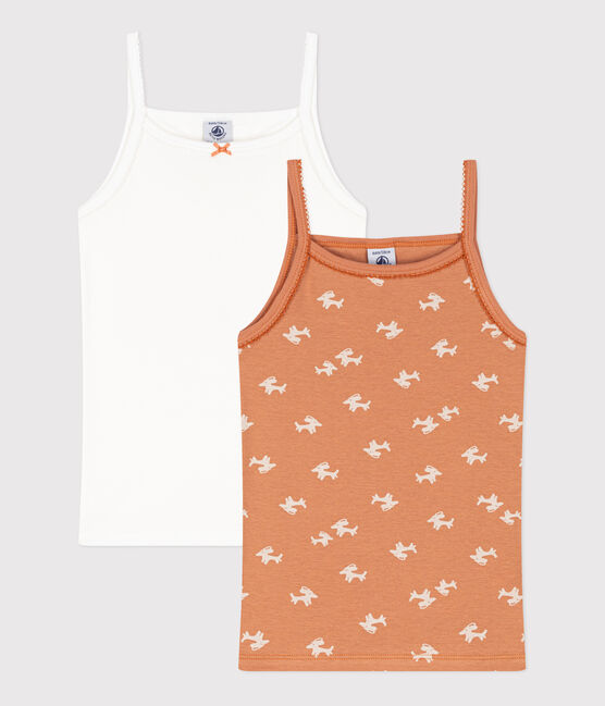 Juego de 2 camisetas de tirantes de algodón perro para niña variante 1
