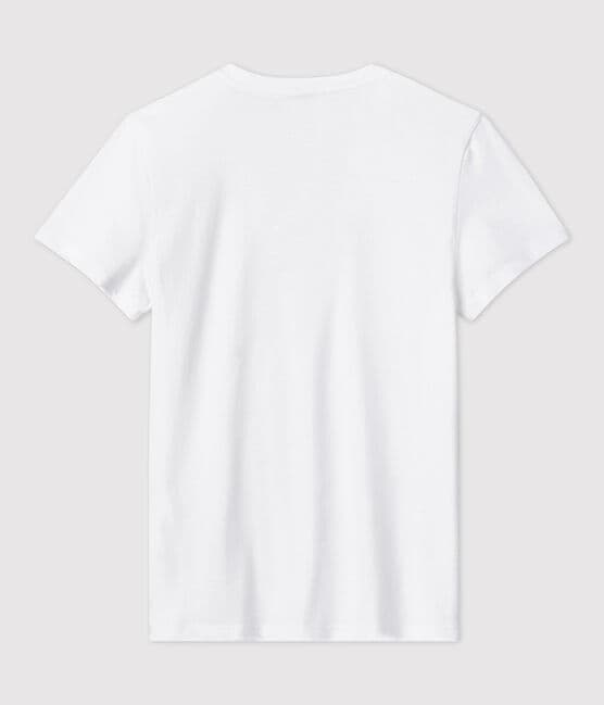 La camiseta RECTA de algodón con cuello de pico para mujer blanco ECUME