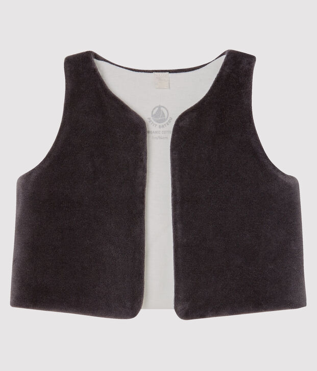 Chaleco para beb&eacute; de terciopelo gris