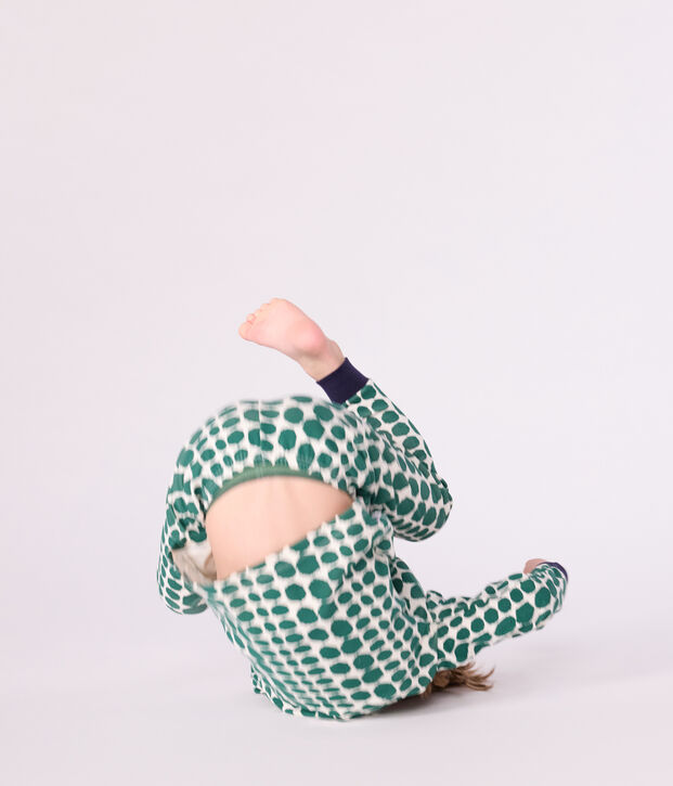 Pijama disfraz infantil de algod&oacute;n con estampado de cocodrilo verde/verde