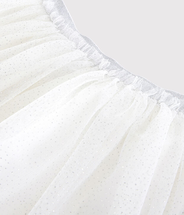 Falda de tul con lentejuelas de ni&ntilde;a blanco/gris