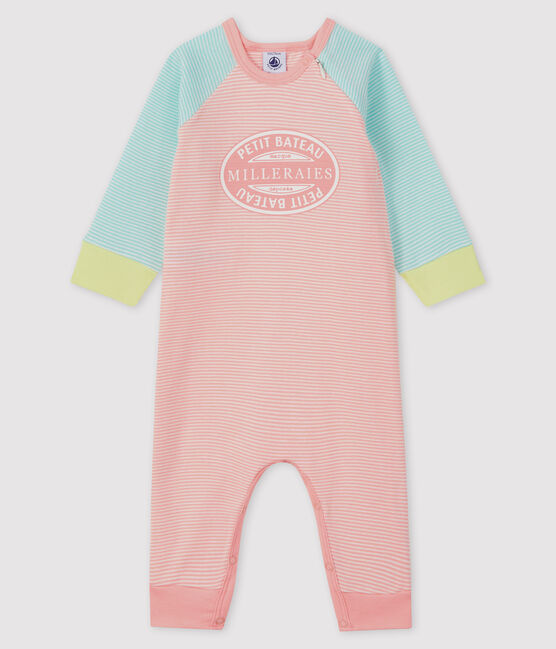 Pijama sin pies de punto verde VERGLAS/blanco MARSHMALLOW