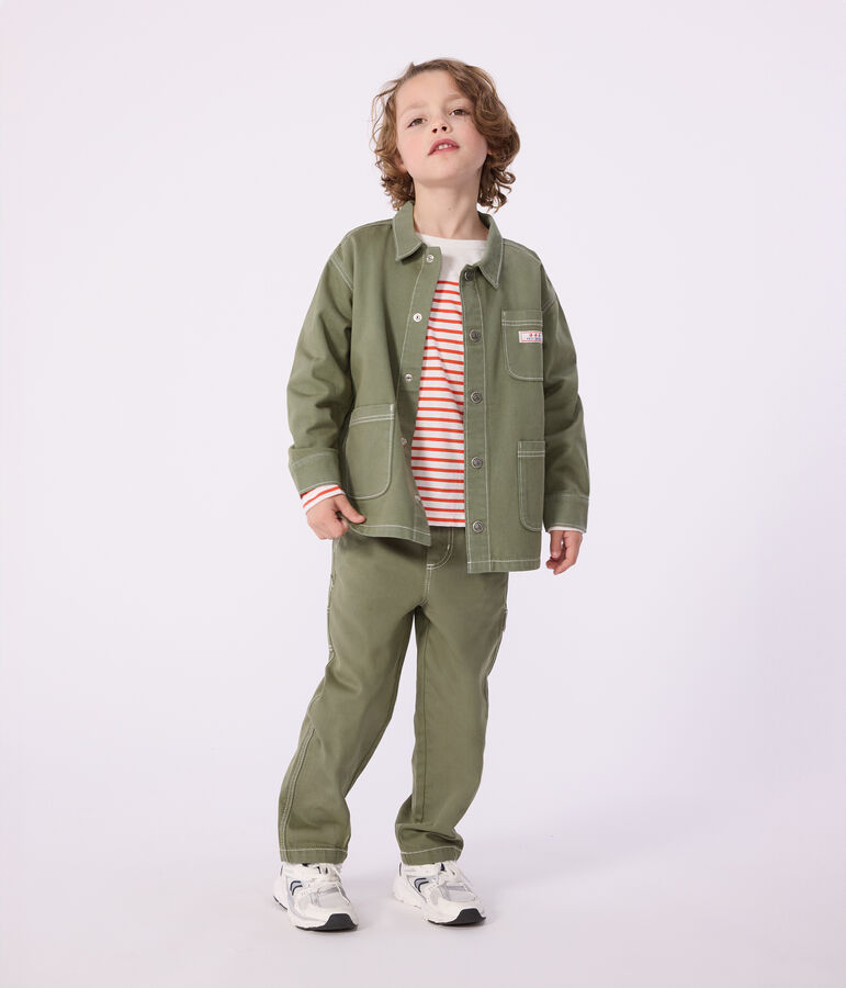 Chaqueta infantil lisa de algod&oacute;n verde OLIVINE