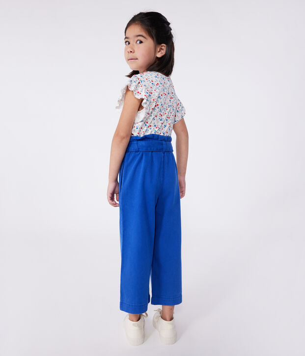 Camiseta infantil de manga corta de algod&oacute;n con flores blanco/multicolor