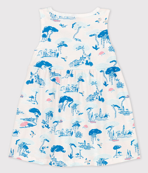 Vestido estampado sin mangas de punto de beb&eacute; ni&ntilde;a blanco/multicolor