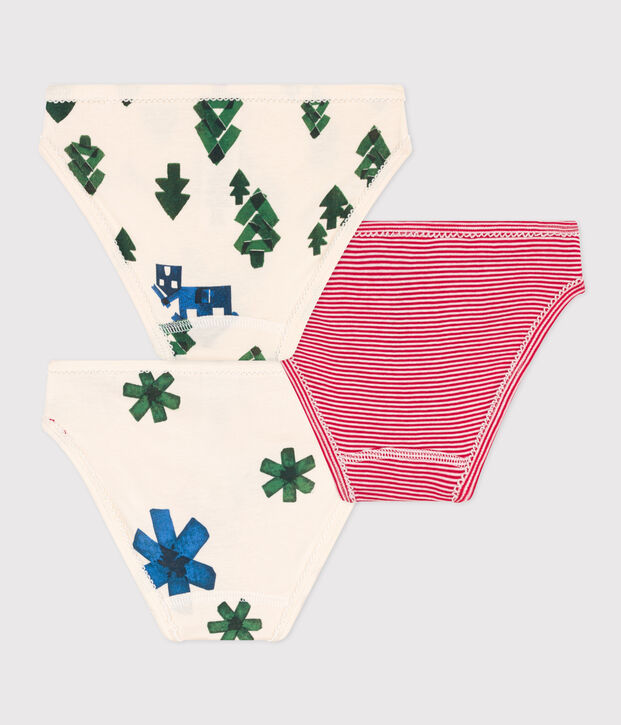Juego de 3 braguitas de algod&oacute;n de Navidad para ni&ntilde;a multicolor