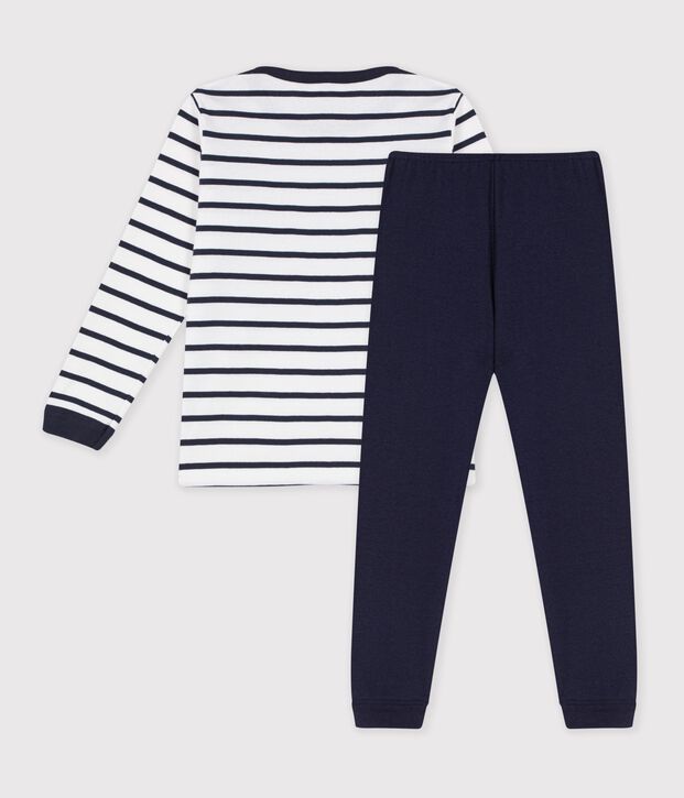 Pijama marinera de ni&ntilde;o de punto blanco/azul