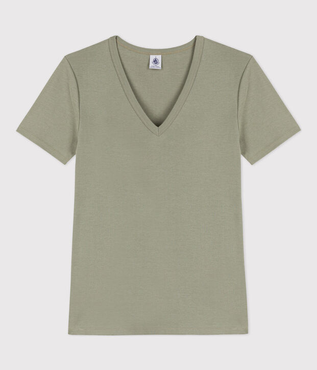 Camiseta L'ICONIQUE de algod&oacute;n con cuello de pico para mujer verde