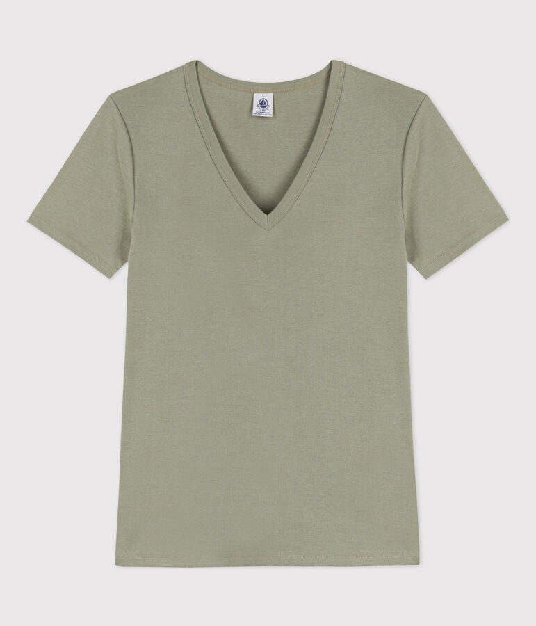 Camiseta L'ICONIQUE de algod&oacute;n con cuello de pico para mujer verde