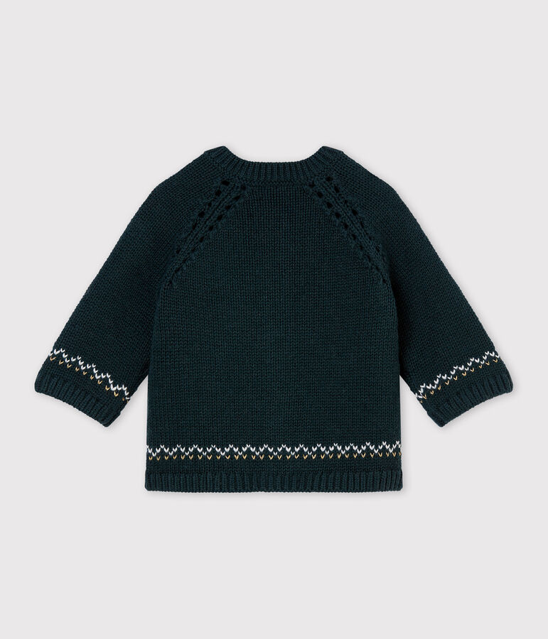 C&aacute;rdigan en tricot para jacquard de lana y algod&oacute;n para beb&eacute; ni&ntilde;a verde/multicolor