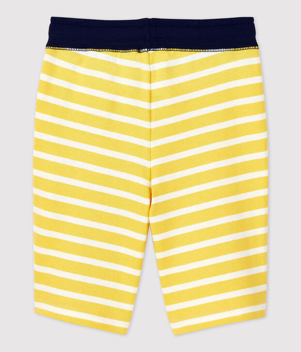 Bermudas de algod&oacute;n de ni&ntilde;o amarillo/blanco