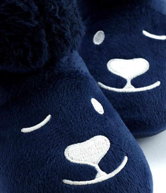 Pantuflas de osos de niña/niño de tejido polar azul MEDIEVAL
