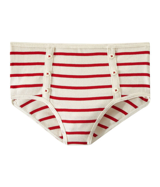 Braguita alta de canalé 2x2 beige COQUILLE/rojo TERKUIT