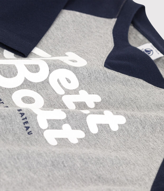 Camiseta de punto de manga larga para ni&ntilde;o gris/azul