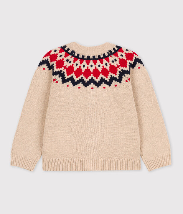 C&aacute;rdigan de lana y algod&oacute;n de ni&ntilde;a beige/multicolor