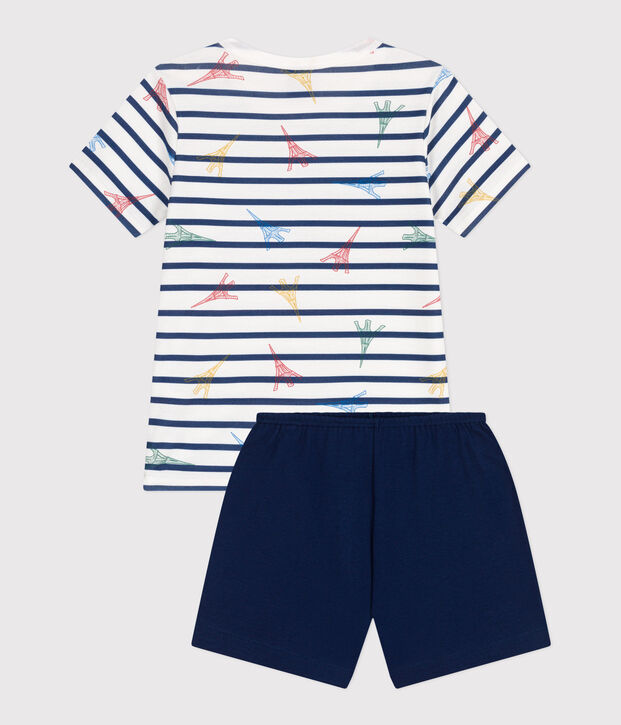 Pijama infantil corto de algod&oacute;n con estampado de Par&iacute;s azul/multicolor