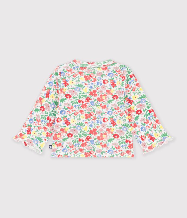C&aacute;rdigan de algod&oacute;n con estampado de flores para beb&eacute; blanco/multicolor