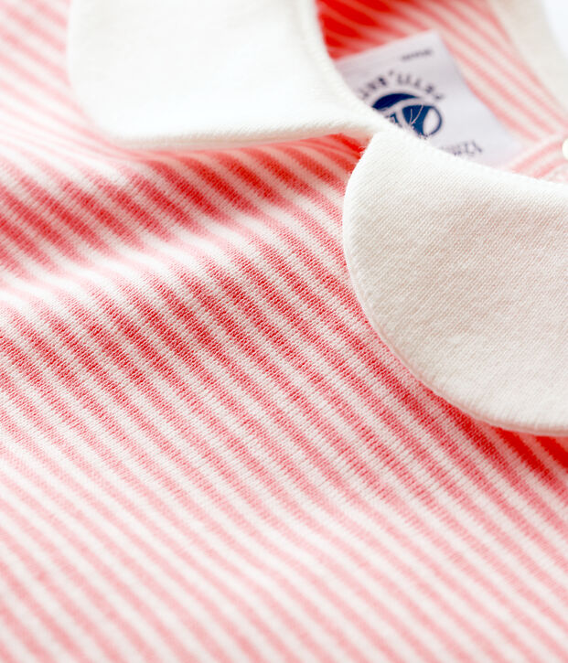 Body de cuello claudine de algod&oacute;n de beb&eacute; ni&ntilde;a rosa/blanco