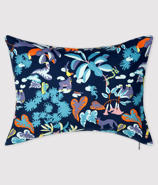 Cojín con estampado de jungla de popelina azul MEDIEVAL/blanco MULTICO
