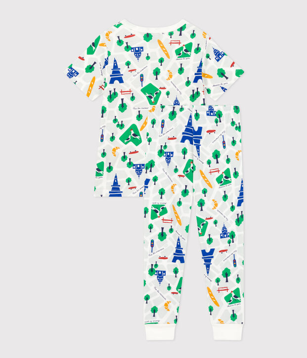 Pijama infantil de algod&oacute;n con estampado de Par&iacute;s blanco/multicolor