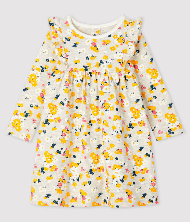 Vestido de manga larga para beb&eacute; ni&ntilde;a beige/multicolor