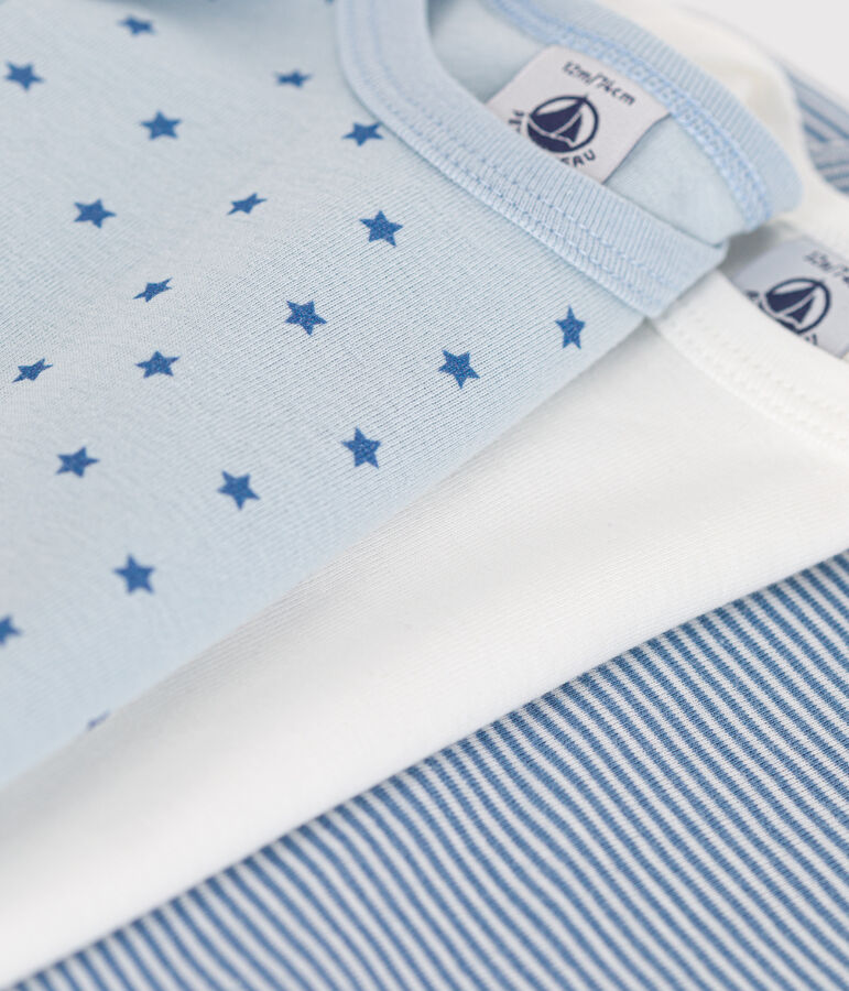 Juego de 3 bodis de algod&oacute;n de manga larga con corazoncitos para beb&eacute; multicolor